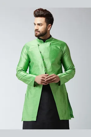 SOJANYA Men Green Self Designed Sherwani Jacket