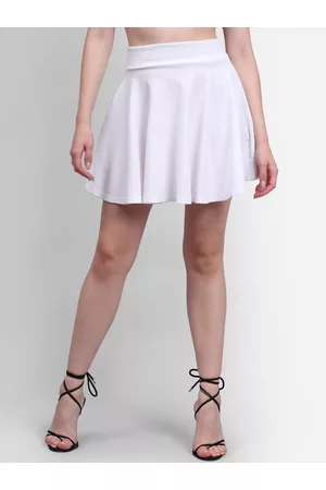 NEUDIS Women White Flared Mini Skirt