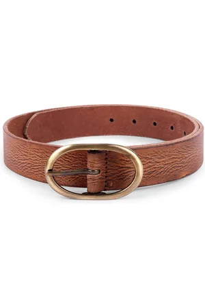 BELWABA Men Tan Textured Leather Formal Belt