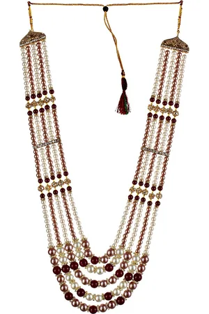 Lucky Jewellery Men Maroon & White Alloy Gold-Plated Layered Necklace