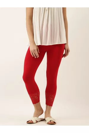 Zebu Women Red Solid Skinny Fit Ankle-Length Leggings