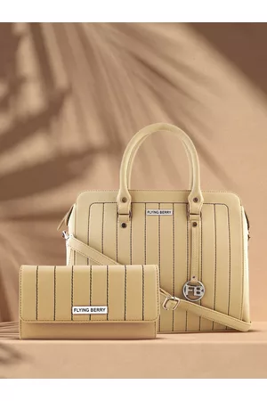 FLYING BERRY Beige Textured Handheld Bag Combo