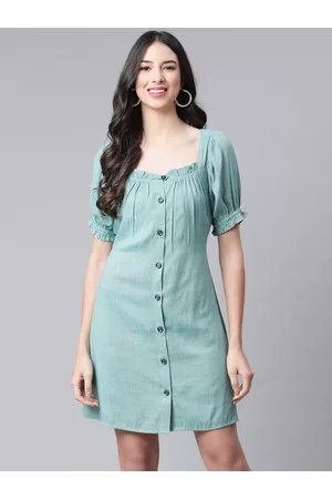 Cottinfab Women Green A-Line Dress