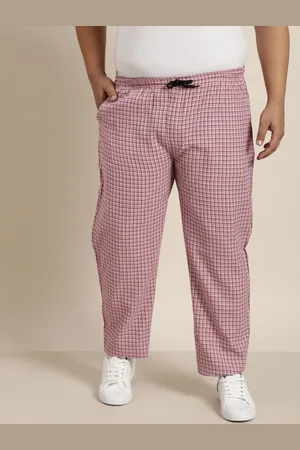 SOJANYA Men Pink & White Checked Pure Cotton Track Pants