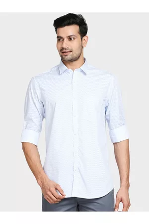 ColorPlus Men Blue Tailored Fit Opaque Printed Casual Shirt
