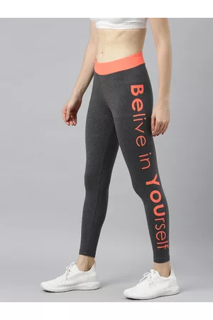 Zebu Women Charcoal Grey Melange Printed Skinny Fit Tights