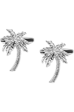 Bodha Silver-Toned Quirky Coconut Palm Tree Design Cufflink