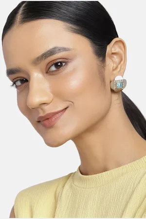 ESTELE Women Silver-Toned & Blue Contemporary Studs Earrings