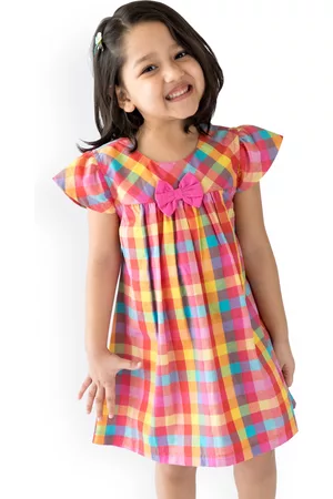 Campana Multicoloured Checked A-Line Dress