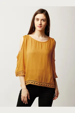 Miss Chase Women Yellow Solid Top