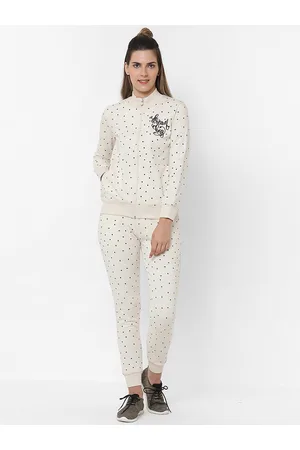 Sweet Dreams Women White & Black Printed Tracksuits