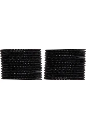 Arendelle Girls Set Of 36 Black Shinning Metal Bangles