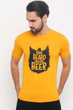 Bushirt Men Mustard Printed Round Neck T-shirt