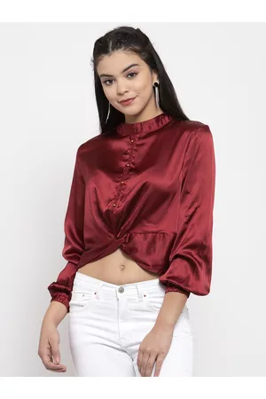 KASSUALLY Women Burgundy Solid Top