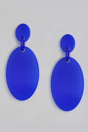 justpeachy Blue Oval Drop Earrings