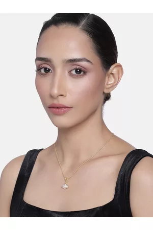 ESTELE Women White Gold-Plated Designer Planet & Galaxy Pendant Necklace