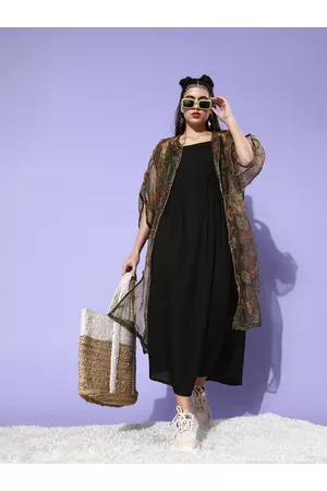 InWeave Women Stylish Black Solid Slip Dress