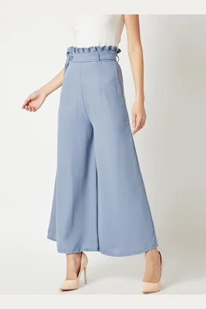 Miss Chase Women Blue Regular Fit Solid Regular Trousers
