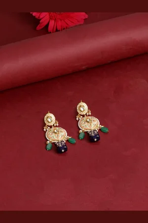 DUGRISTYLE Pink & White Contemporary Jhumkas Earrings