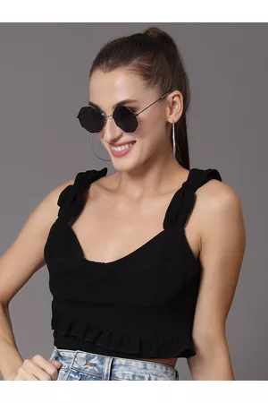 KASSUALLY Women Ruffles Crop Top