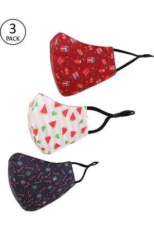 Tossido Kids Pack Of 3 Printed 3-Ply Pure Cotton Reusable Cloth Masks