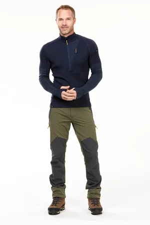 DECATHLON Men Navy Blue Merino Wool Odourless Half Zip T-Shirt