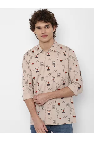 Forever 21 Men Brown Printed Pure Cotton Casual Shirt