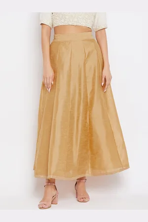 Clora Creation Women Beige Solid Maxi Length Flared Skirt