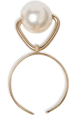 Blisscovered Gold-Toned Pearl Adjustable Ring