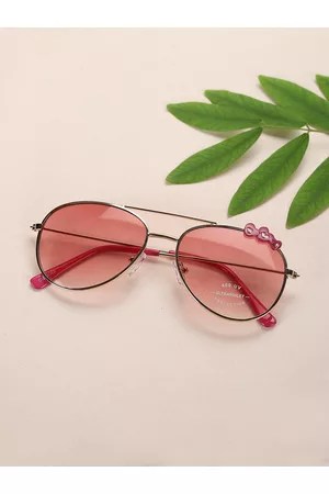 Carlton London Girls Pink Lens & Gold-Toned Aviator Sunglasses UV Protected Lens CLSG063