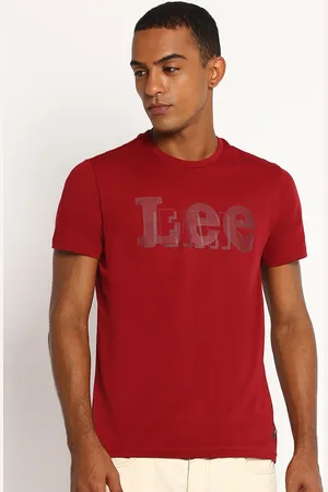 Lee Men Maroon Typography Printed Slim Fit T-shirt
