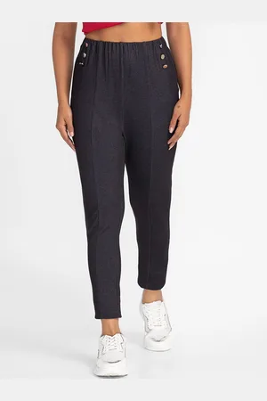 Globus Women Black Skinny Fit High-Rise Cropped Peg Trousers