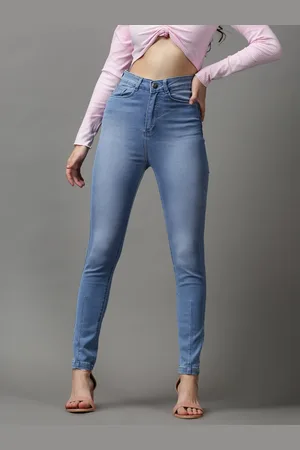 SHOWOFF Women Blue Jean Slim Fit High-Rise Light Fade Stretchable Jeans