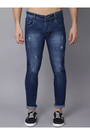 Rodamo Men Blue Slim Fit Low Distress Heavy Fade Stretchable Jeans