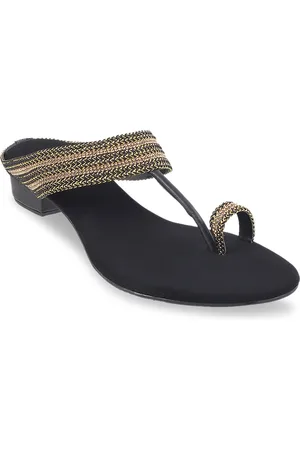All Things Mochi Women Black Woven Design Sandals