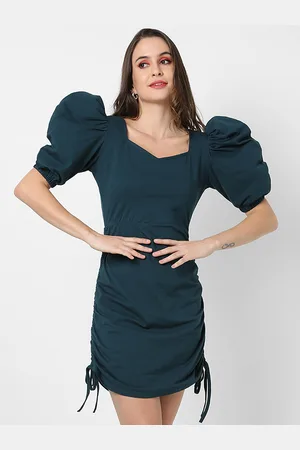 Campus Green Crepe Bodycon Mini Dress