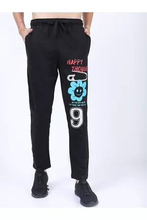 Ketch Men Black Printed Slim-Fit Track Pants