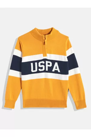 Ralph Lauren Boys Yellow Colourblocked Pure Cotton Pullover