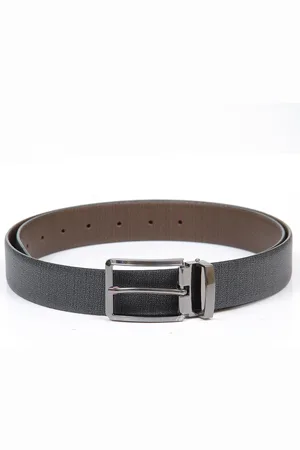 thickskin Men Black Textured Leather Reversible Formal Belt