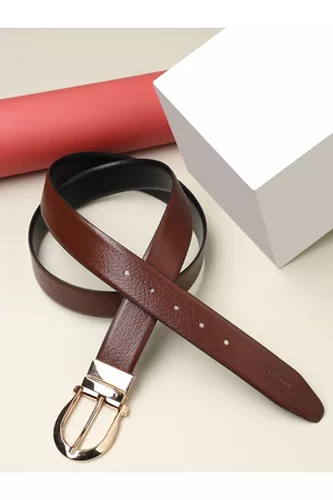 Teakwood Leathers Men Brown Textured Leather Formal Belt