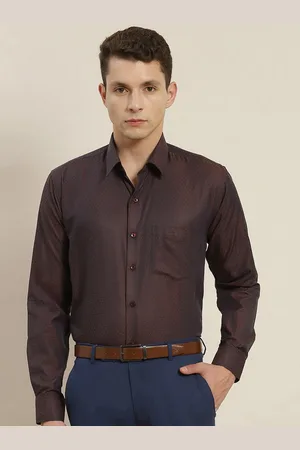 HANCOCK Men Slim Fit Self Design Party Shirt