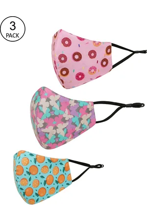 Tossido Kids Pack Of 3 Printed 3-Ply Pure Cotton Reusable Cloth Masks