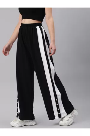 Women Black & Pink Regular Fit Stylish Jogger Track Pants