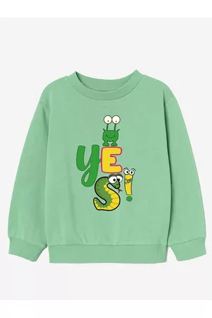 naughty ninos Boys Sea Green Printed Sweatshirt