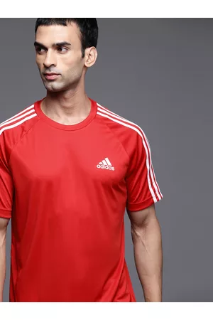 adidas Men Red Sereno 3S Solid T-shirt