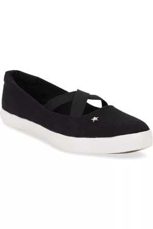 North Star Women Black Solid Fabric Ballerinas