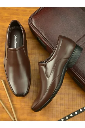 John Karsun Men Brown Solid Formal Slip-Ons