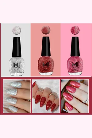 MI FASHION Set Of 3 Ultra Glass High Shine Glitter Long Stay Nail Polish - 15ml Each