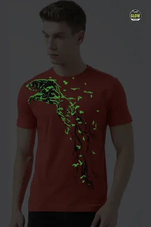 Huetrap Men Red Printed Round Neck T-shirt