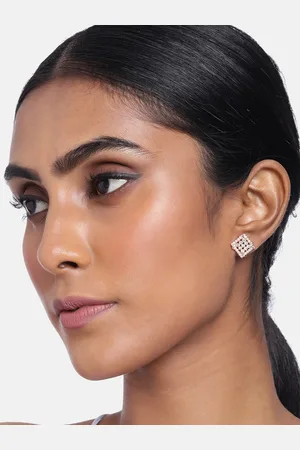 I Jewels Women Rose Gold Square Studs Earrings